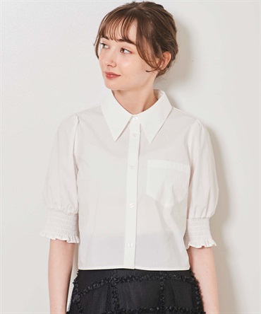 シャーリング袖クロップドシャツ(01オフホワイト-３６)